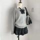 设计感6色针织衫 假两件V领毛衣 JK制服百搭学院风校供感秋冬女