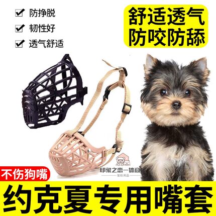 约克夏狗用防叫神器小狗口罩嘴套防咬人小型犬止吠器防误食嘴巴套