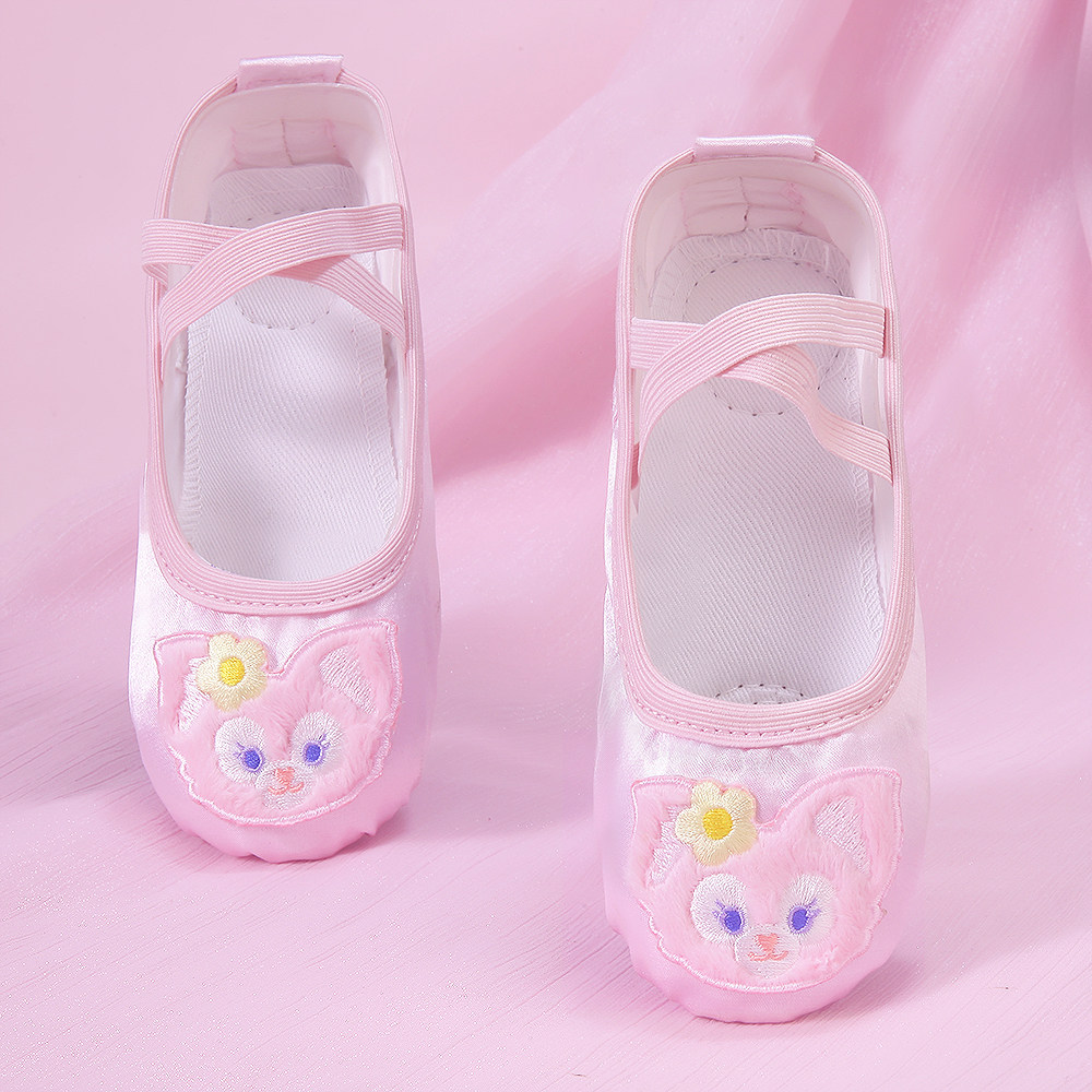 新款卡通可爱儿童女软底猫爪芭蕾跳舞中国练功幼儿园舞蹈鞋