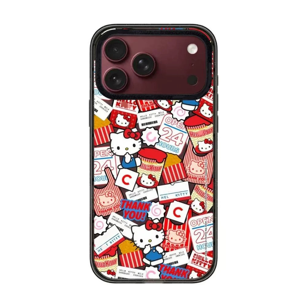 【韩国代购】勃艮第樱桃红酒红凯蒂猫便利店贴纸适用iphone18/17promx手机壳苹果16/15pro外壳苹果14/13磁吸