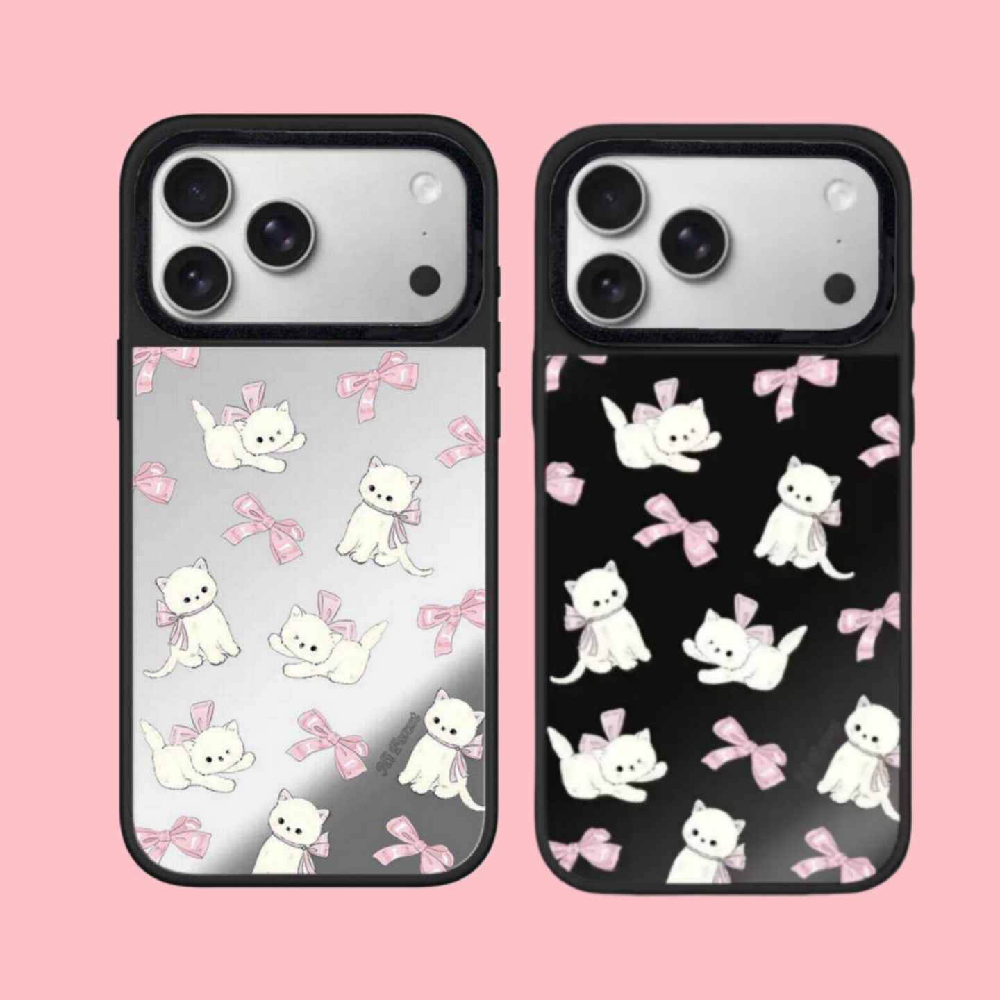 【韩国代购】早报蝴蝶结小猫黑镜手机壳适用苹果17/16promax外壳iphone15/14pro/plus防摔13/12磁吸Magsafe女