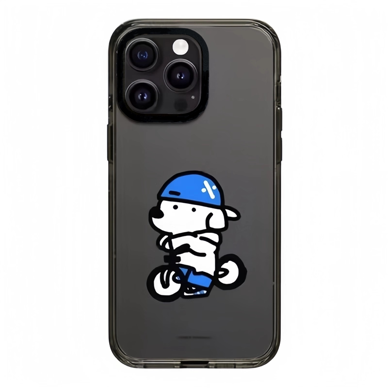 【韩国代购】自行车滑板小狗透明手机壳适用苹果17/16promax保护套iphone15/14pro/plus防摔13/12磁吸Magsafe