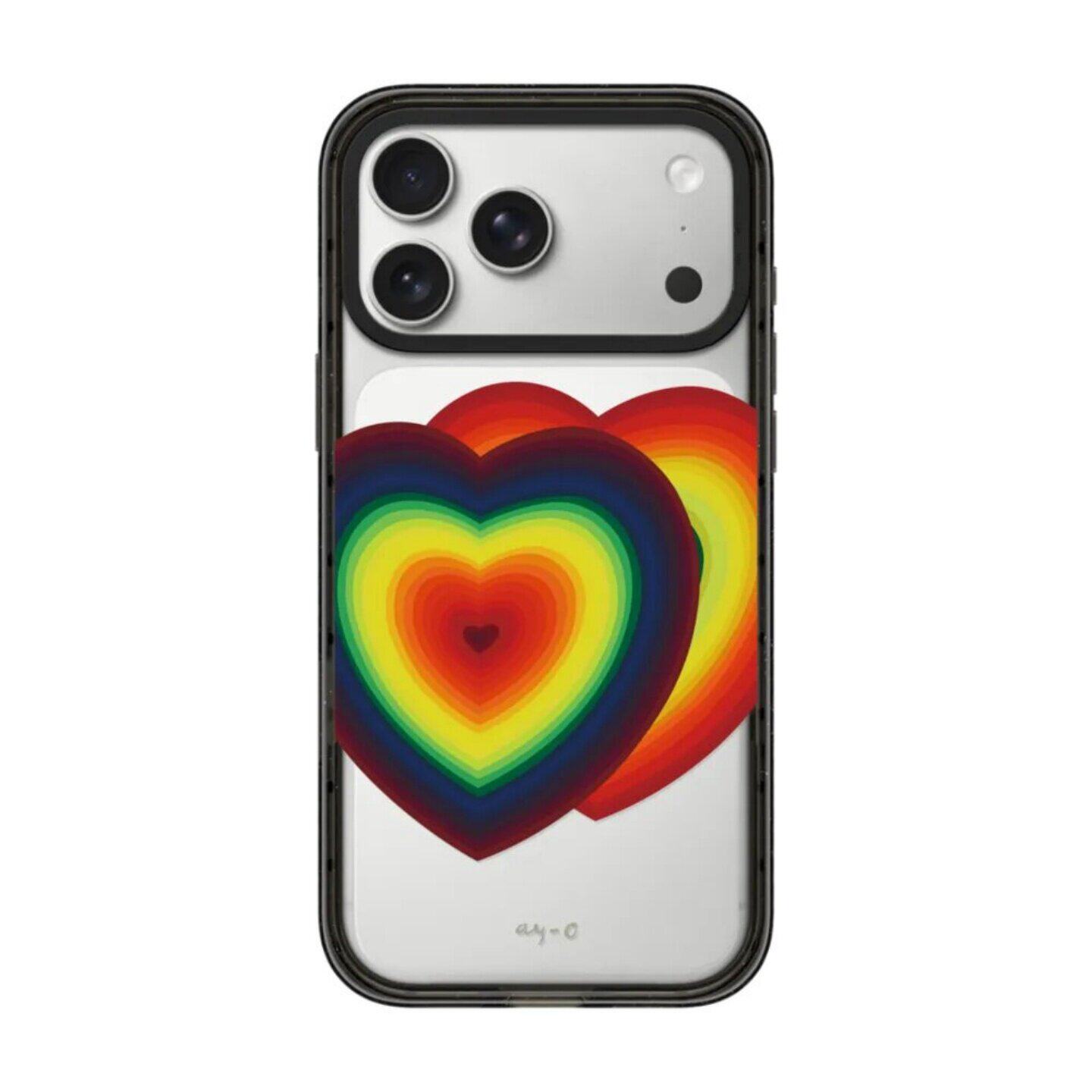 【韩国代购】新款彩虹两颗心适用iphone17手机壳苹果17/16/15promax防摔镜面14pro/plus磁吸Magsafe苹果13/12