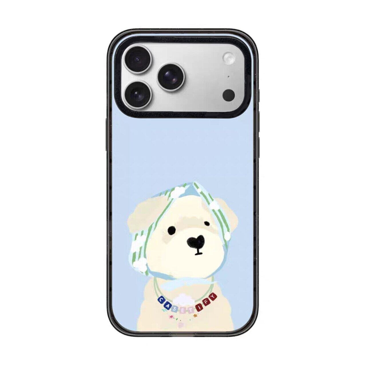 【韩国代购】新款蓝底方巾贵宾犬适用苹果17promax手机壳iphone16/15/14pro/plus防摔外壳13/12磁吸Magsafe11