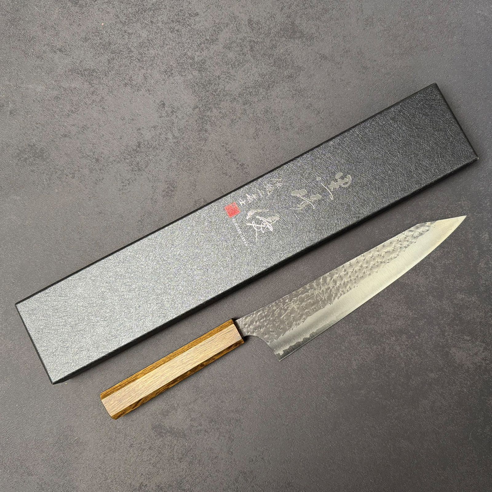 黑崎优 黑闪光系列 超青黑打锤纹210mm切付牛刀
