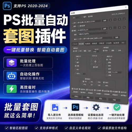 PS批量套图插件样机贴图自动化处理套版脚本跨境电商POD商品套图