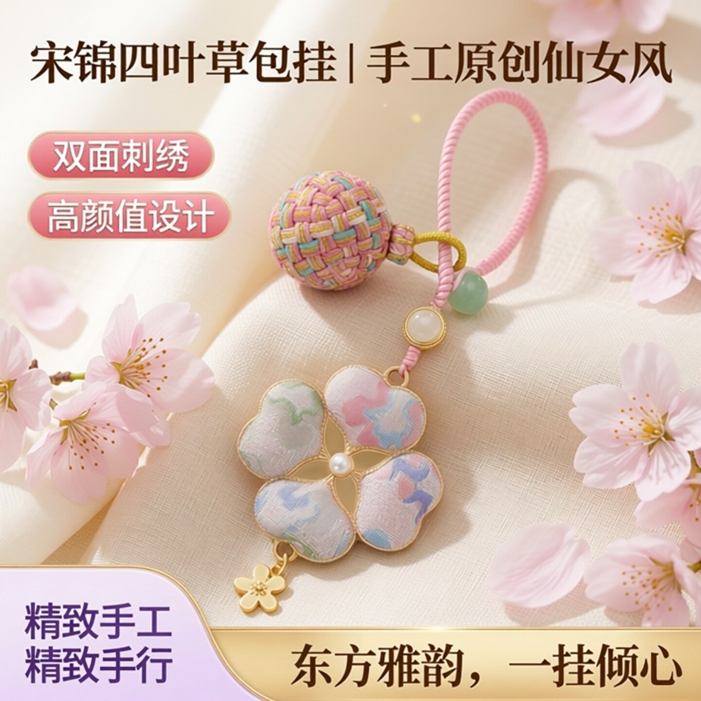 小饰品ins风四叶草幸运小挂件图片
