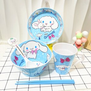 卡通玉桂狗儿童餐具套装宝宝防摔无毒专用碗分格餐盘水果点心盘筷