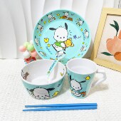可爱帕恰狗防摔孩子家用餐盘吃饭碗防烫餐具套装 儿童碗把手杯勺筷