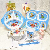 汪汪队儿童专用餐盘餐具套装 宝宝分格餐盘把手碗水杯勺辅食碗耐摔