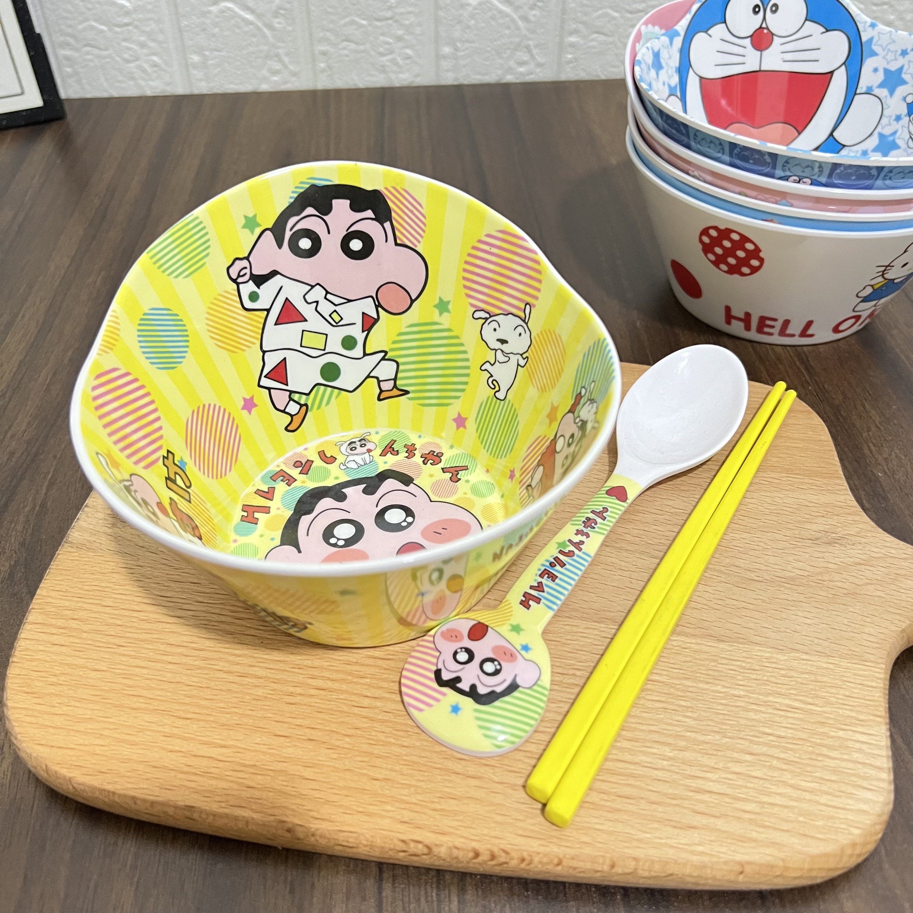 卡通防摔儿童碗勺筷三件套无毒环保辅食碗大学生饭碗高颜值家用碗