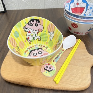 卡通防摔儿童碗勺筷三件套无毒环保辅食碗大学生饭碗高颜值家用碗