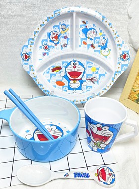 卡通宝宝把手碗大号辅食碗耐摔分格餐盘男孩家用幼儿园水果盘勺叉