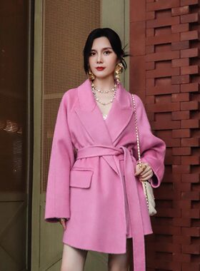 高级感中长款双面羊毛大衣外套女