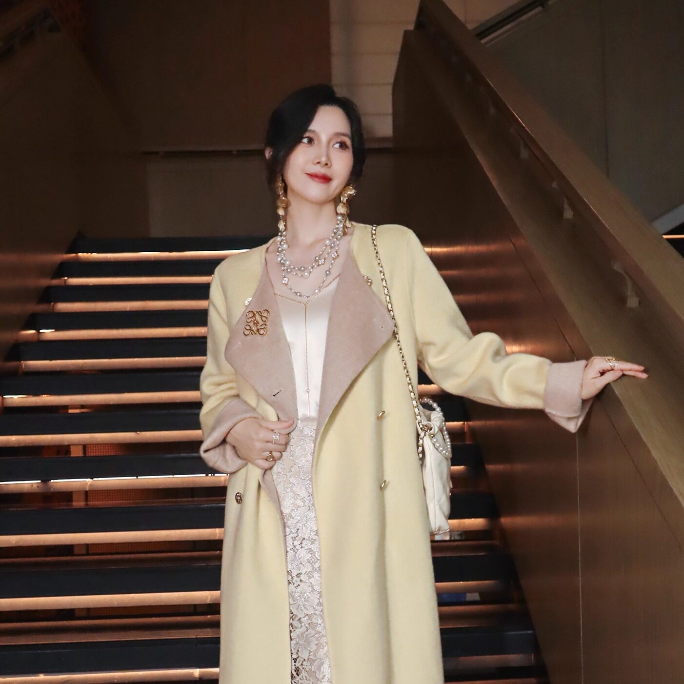 双面双色羊毛香草黄温柔羊毛大衣