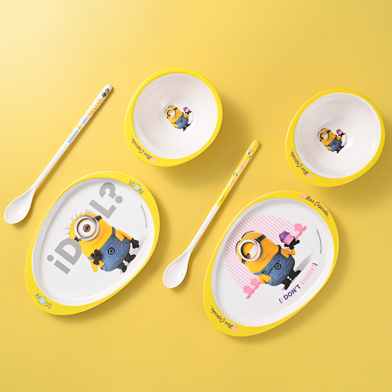 希尔密胺树脂儿童碗餐具婴幼儿辅食碗耐摔家用卡通可爱餐盘宝宝碗