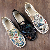 男手工软底透气一脚蹬耐磨轻便开车休闲懒汉鞋 老北京布鞋 新款 春季