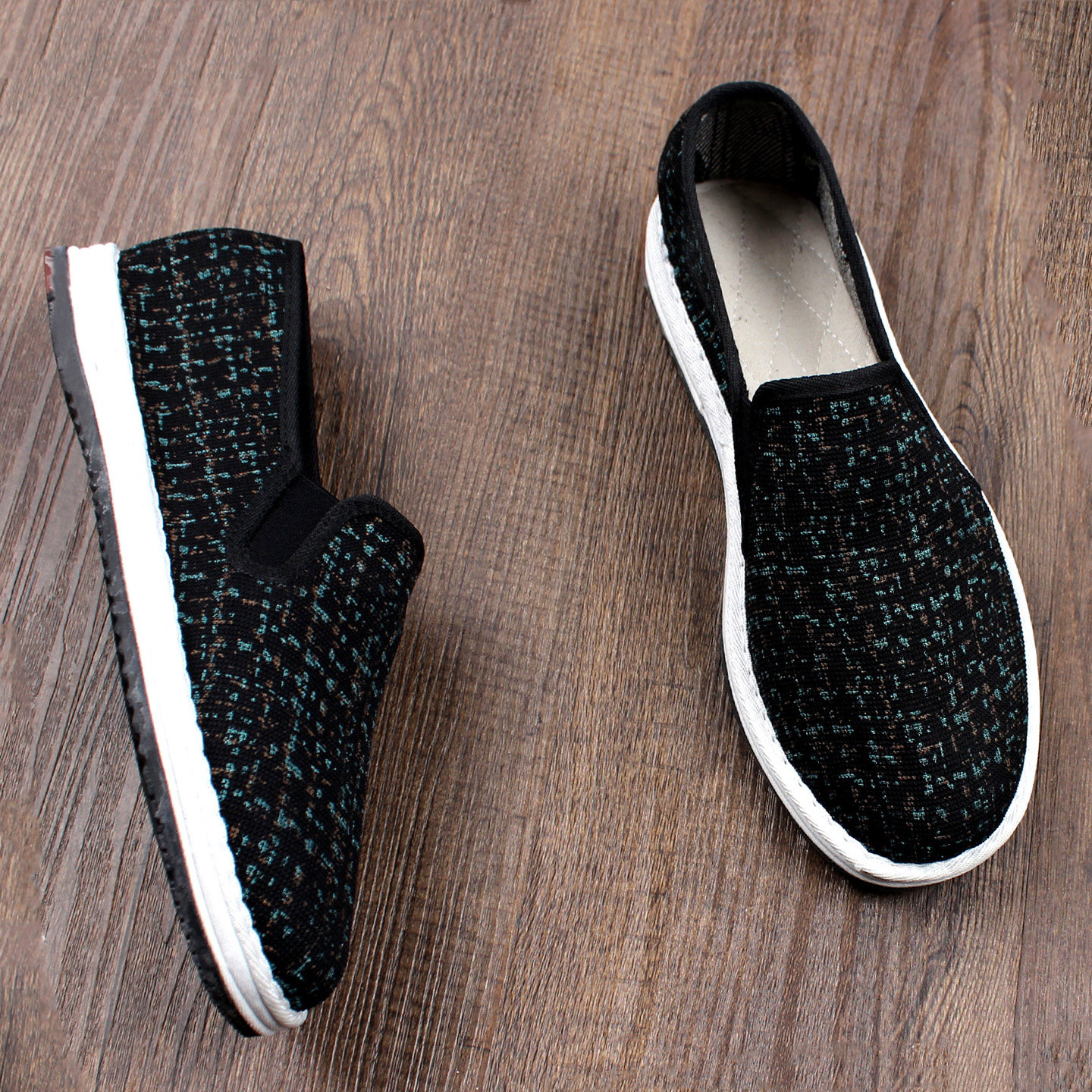 2025新款夏季老北京布鞋男手工千层底透气软底一脚蹬耐磨工地休闲