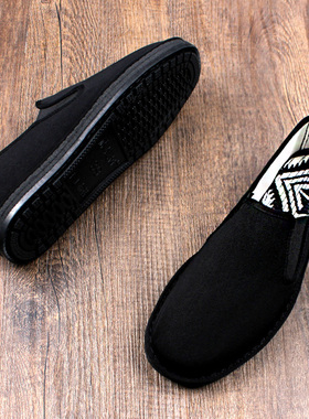 夏季新款老北京布鞋男高档加厚手工千层底黑色耐磨软底透气一脚蹬