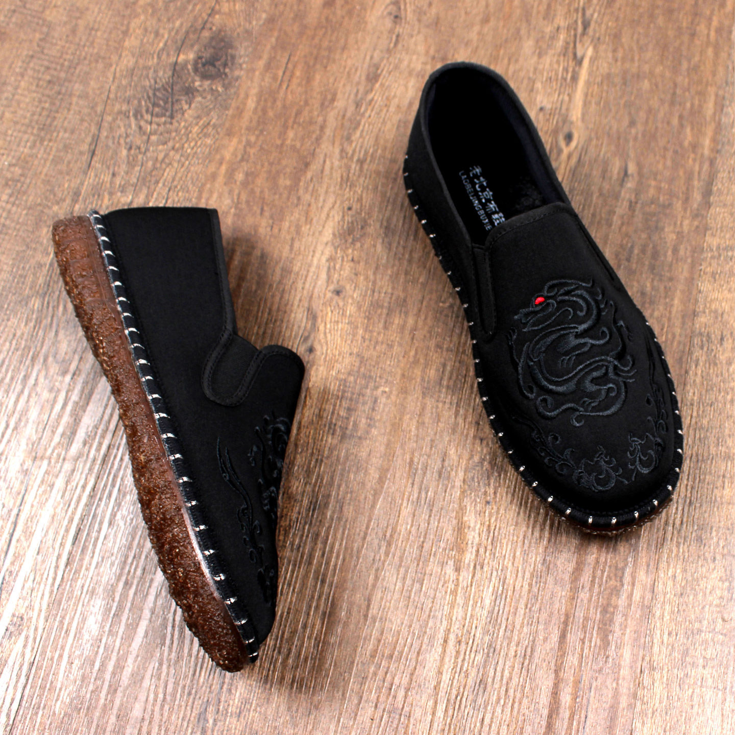 2025新款秋冬加绒老北京布鞋男二棉保暖软底棉鞋一脚蹬防滑牛筋底