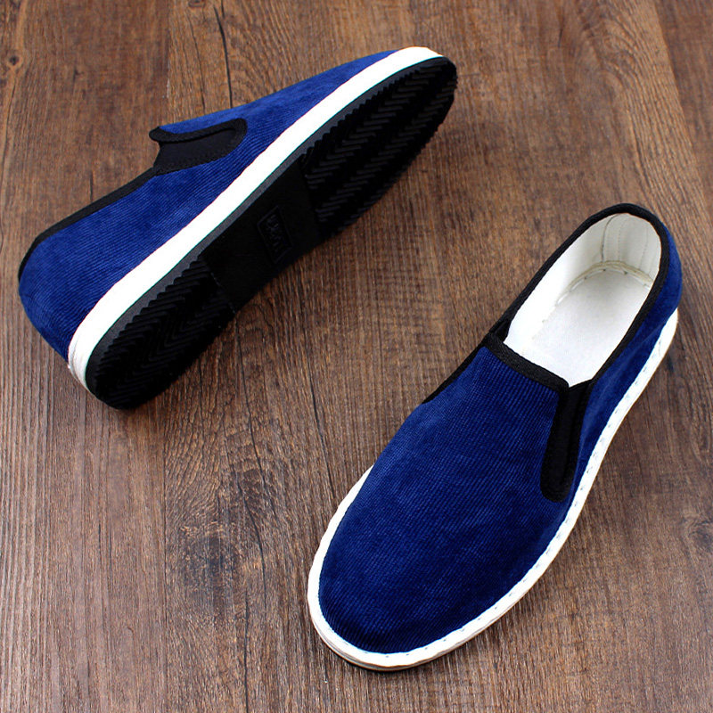 春季新款老北京布鞋男士手工千层底透气灯芯绒软底耐磨防滑一脚蹬
