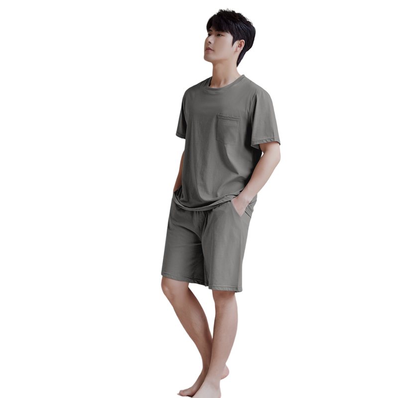 男士冰茶空调套装春夏季家居服短袖短裤可外穿舒爽睡衣套装男