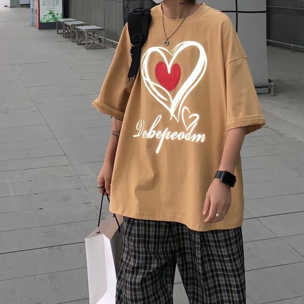 潮牌t恤纯棉短袖宽松圆领夏季反光休闲学生情侣半袖T69，男装T恤，星座805 (原301D-3)