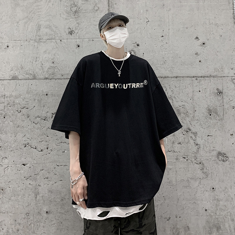 美式复古金属亮片设计立体印花260克重磅不透T恤DD123-P3558，男装T恤，星座805 (原301D-3)