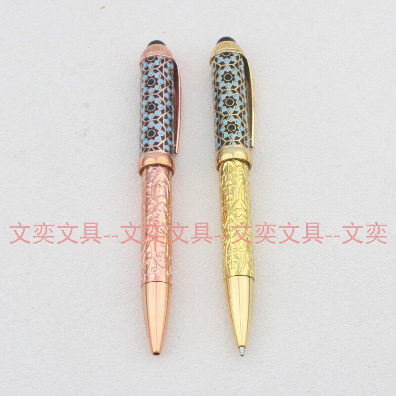 复古雕花玫瑰金旋转出芯圆珠笔