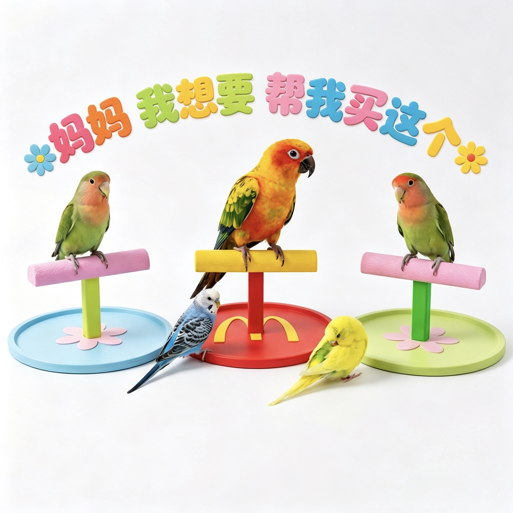 鹦鹉互动站架 小太阳鹦鹉虎皮牡丹鹦鹉 马卡龙DIY携带拍照站架