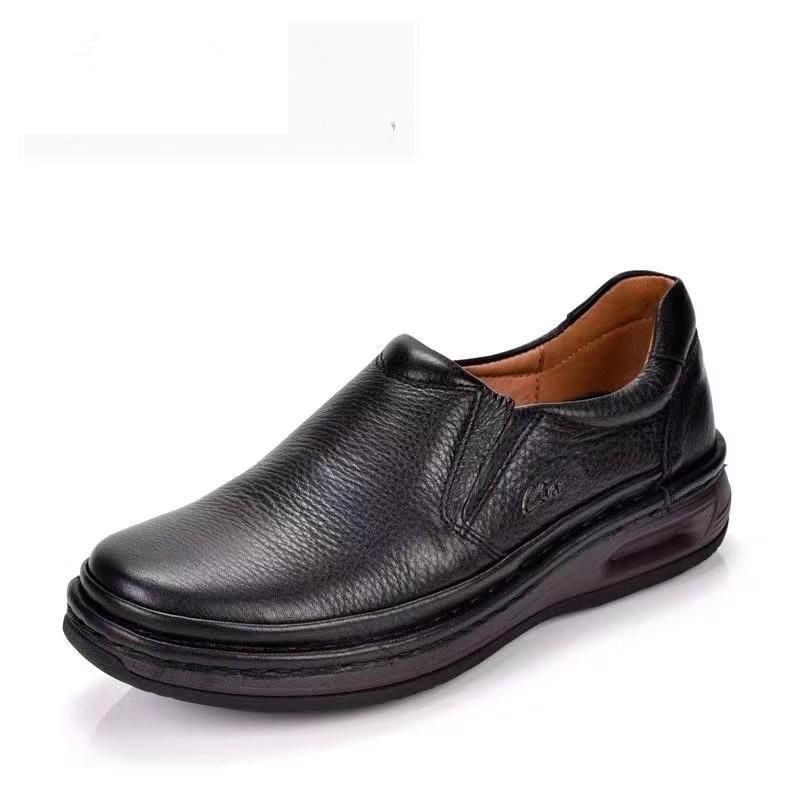 撤柜断码男鞋新款头层休闲皮鞋厚底减震耐磨防滑套脚舒适爸爸鞋男