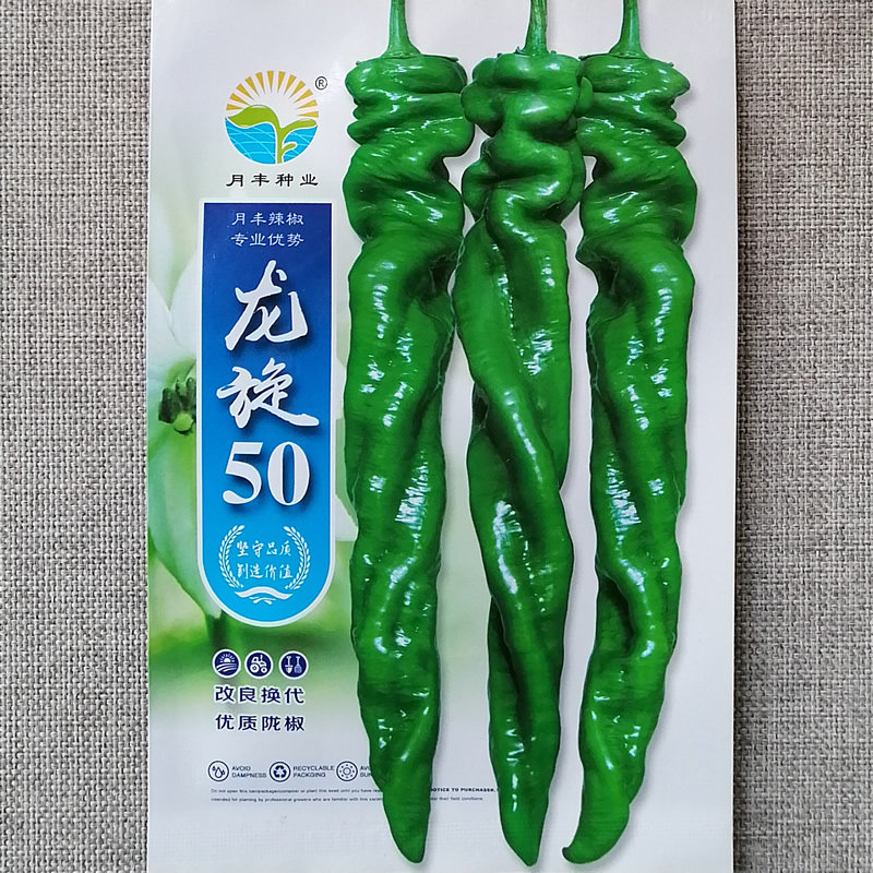 龙旋50螺丝椒种子陇椒种籽浓香肉厚皮薄高产杂交螺旋型大羊角辣椒