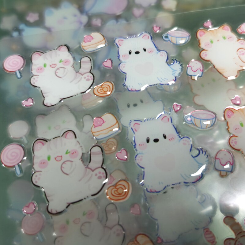 水晶泡泡儿童贴纸透明底动漫卡通不干胶标签
