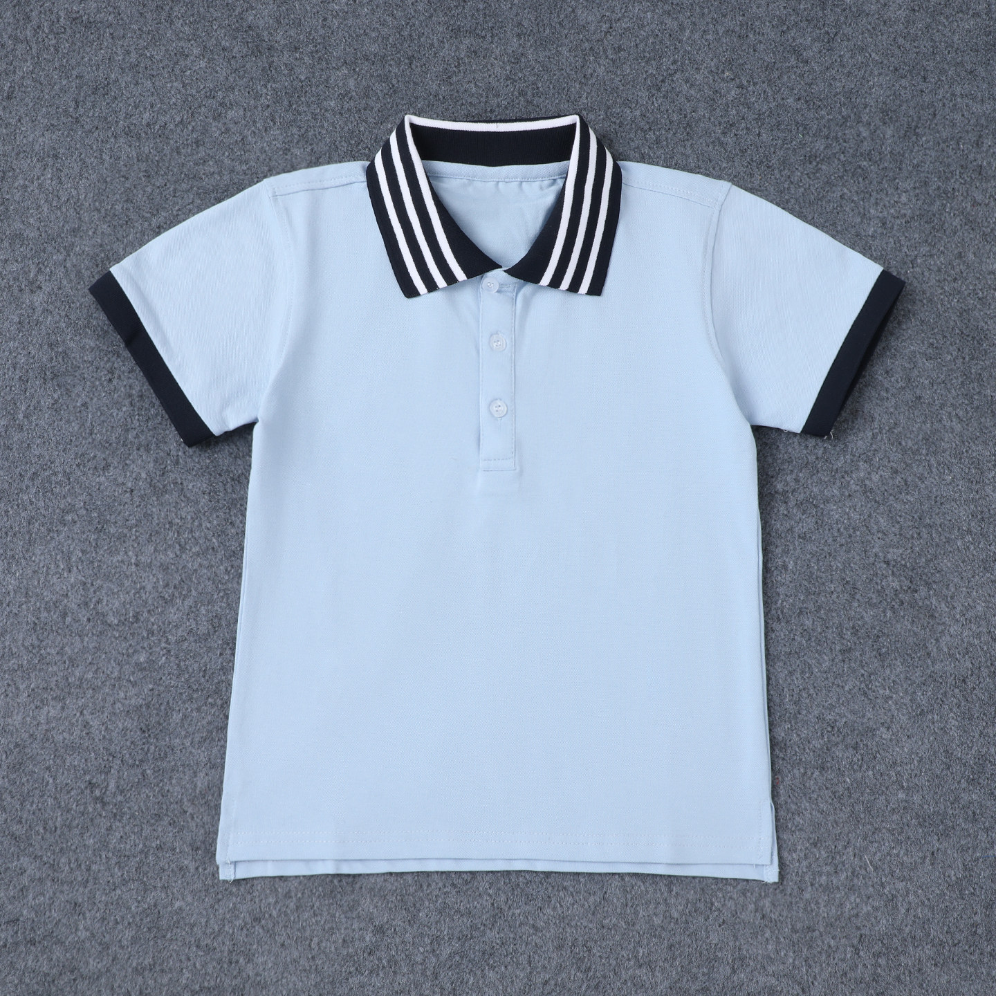 儿童校服夏季短袖polo衫浅蓝色T恤纯棉中小学生男童女孩班服园服