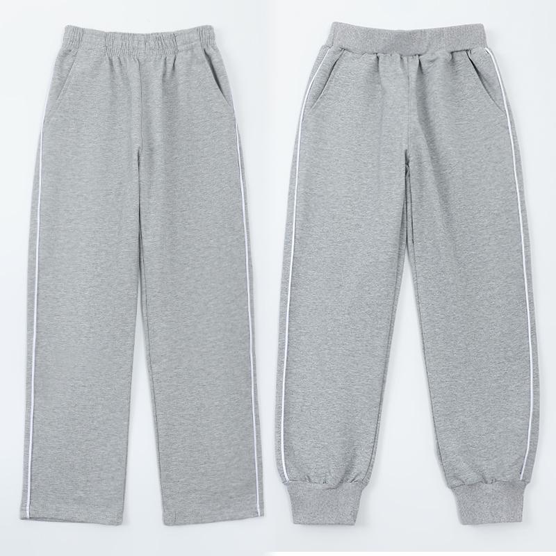 春秋款儿童校服长裤灰色细一杠