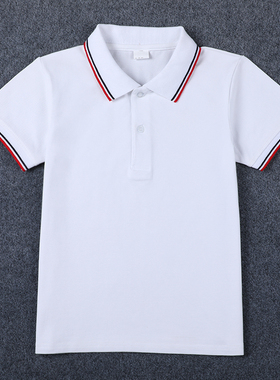 儿童校服夏装短袖T恤POLO衫男童女童园服中大小学生白色班服上衣