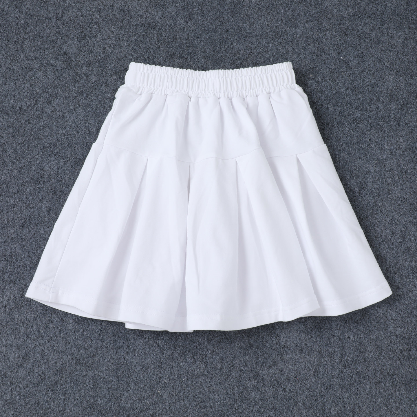 儿童白色松紧腰百褶半身裙女学院风A字百搭短裙中小学生校服裙子