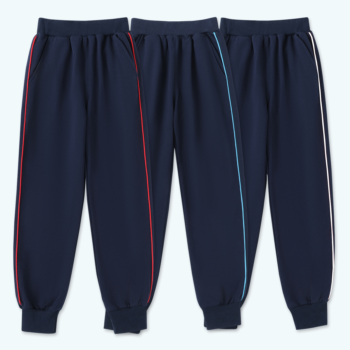 深蓝色红杠秋冬童装校服裤