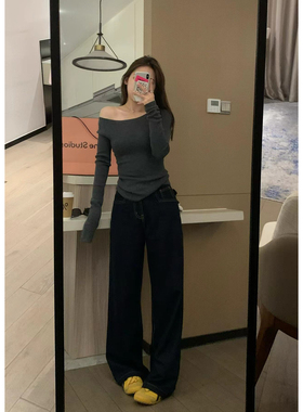 VASSE牛牛赤耳原牛 不掉色百搭垂感显瘦深蓝原色直筒牛仔裤阔腿裤