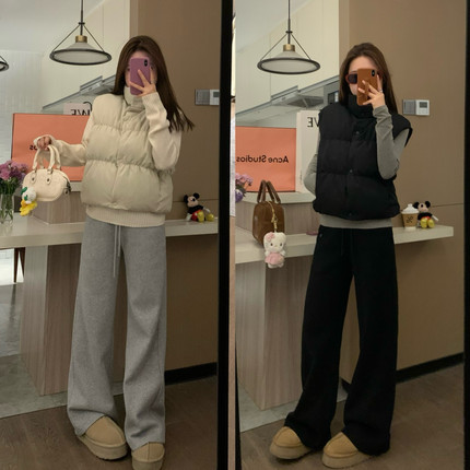 VASSE 我的舒适区 松弛磨砂质感气质立领轻型0压感白鸭绒羽绒马甲