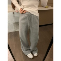 VASSE 团宠裤2.0保命裤 显瘦百搭松弛感灰色加绒保暖阔腿休闲裤冬