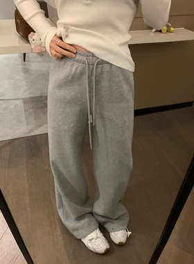 VASSE 团宠裤2.0保命裤 显瘦百搭松弛感灰色加绒保暖阔腿休闲裤冬