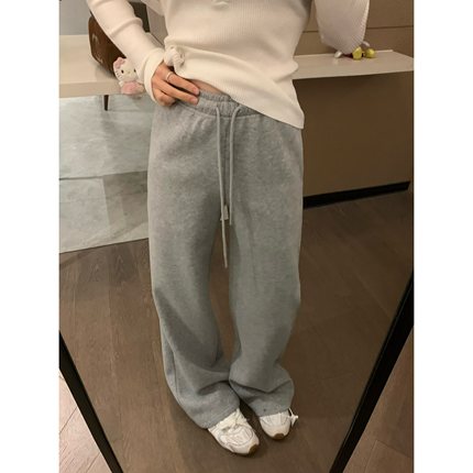 VASSE 团宠裤2.0保命裤 显瘦百搭松弛感灰色加绒保暖阔腿休闲裤冬