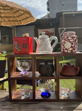 六宫格全黑胡桃实木中式博古架展示架子茶具多宝阁收纳墙上置物架