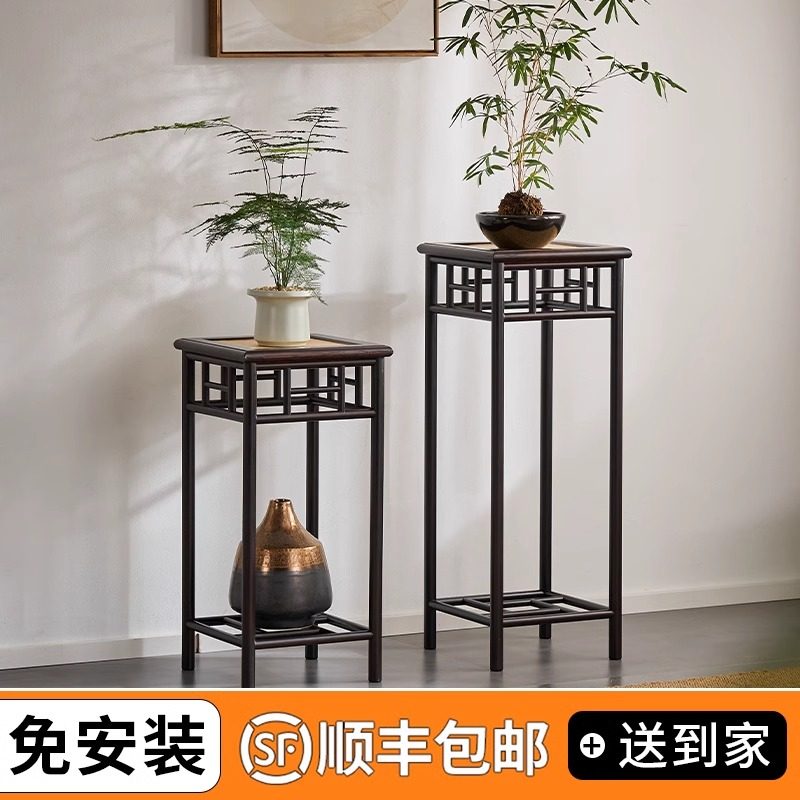 中式花架展示架复古楠竹摆放置物架花几仿古花架子客厅落地式