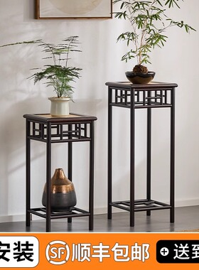 中式花架展示架复古楠竹摆放置物架花几仿古花架子客厅落地式