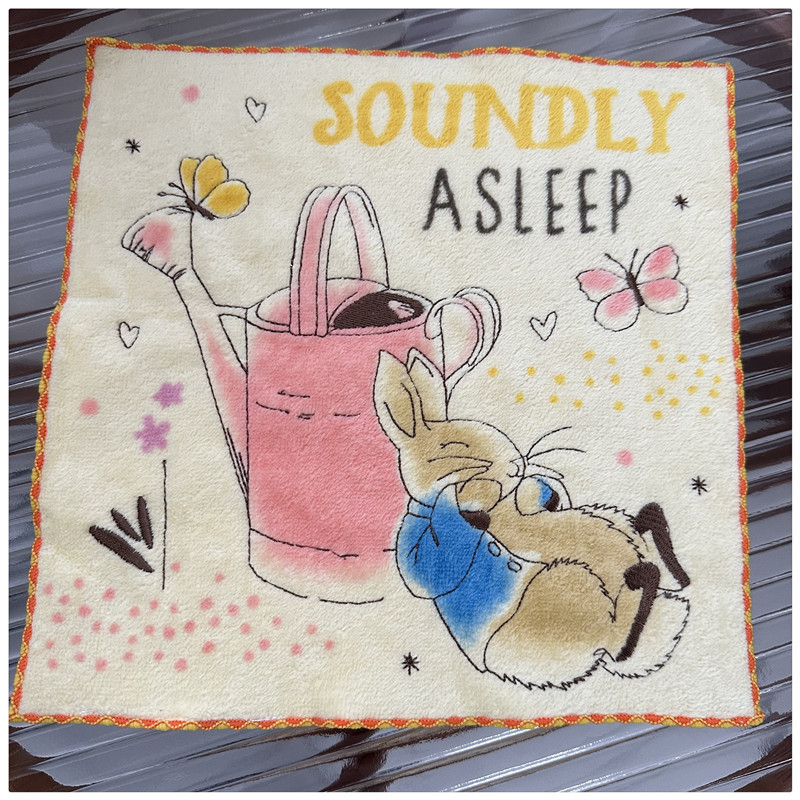 新品出口日本外贸余单纯棉割绒柔软可爱刺绣成人儿童方巾手帕面巾