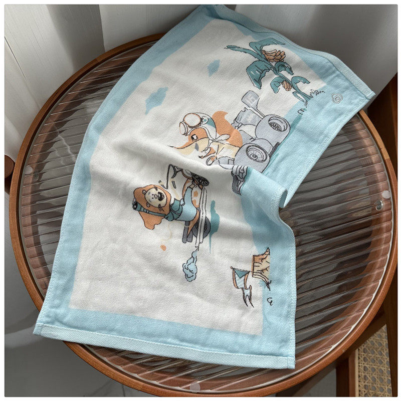 日单品质纯全棉柔软无捻纱布可爱无荧光剂婴幼儿童洗脸小毛巾面巾