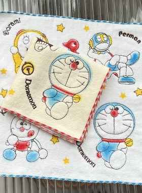 新出口日本外贸余单柔软纯棉割绒毛巾面料可爱刺满绣方巾 25*25cm