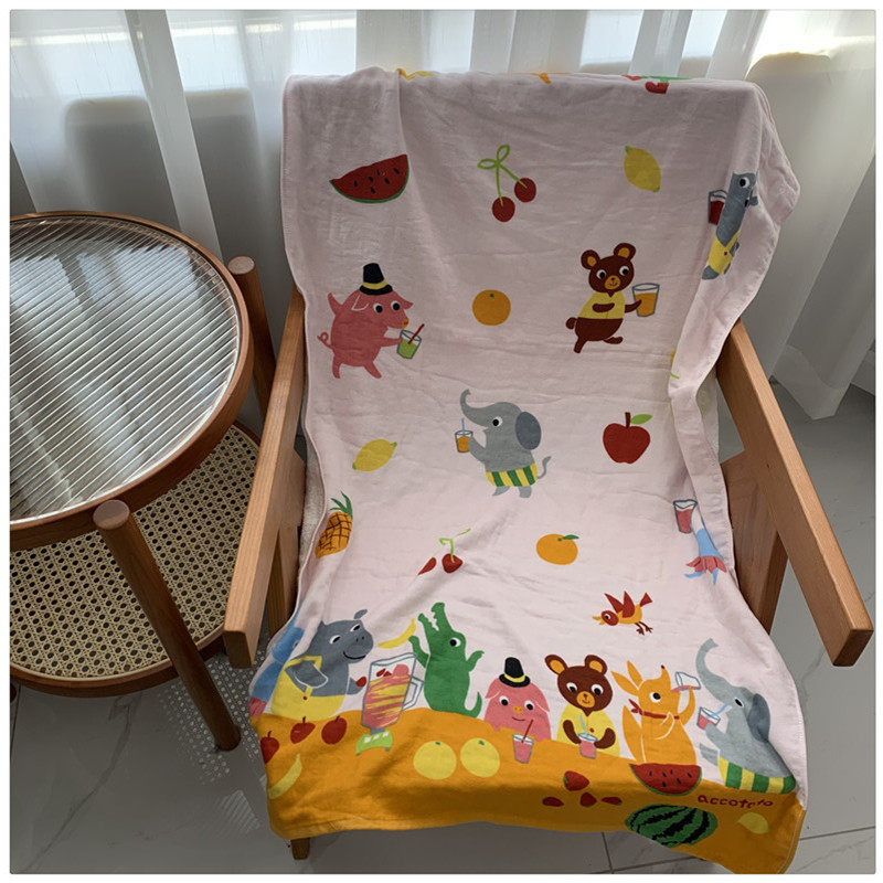 出口日本外贸单纯纯棉纱布无荧光剂婴幼儿童大浴巾柔软透气盖毯被